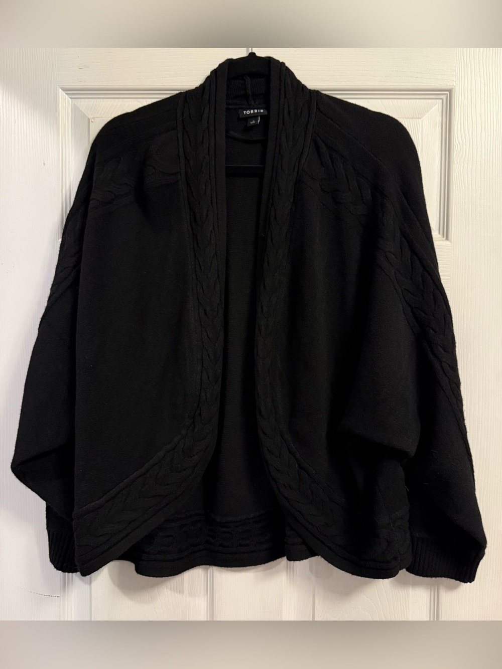 torrid Black Cable-Trim Open Cardigan